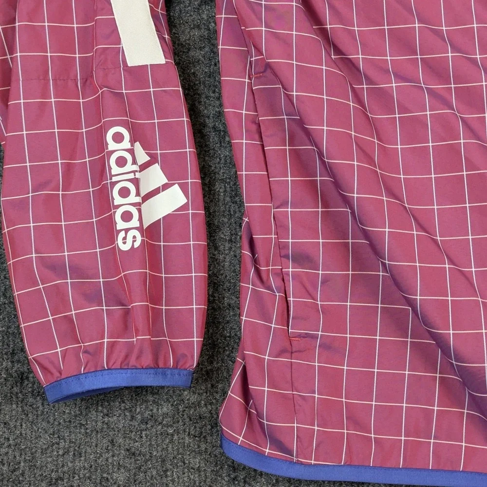 Adidas‎ Primeblue Iridescent Grid Windbreaker Jacket Purple Pink Mens Medium